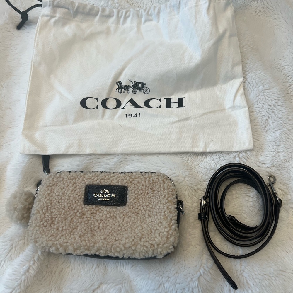 Coach mini shearling crossbody